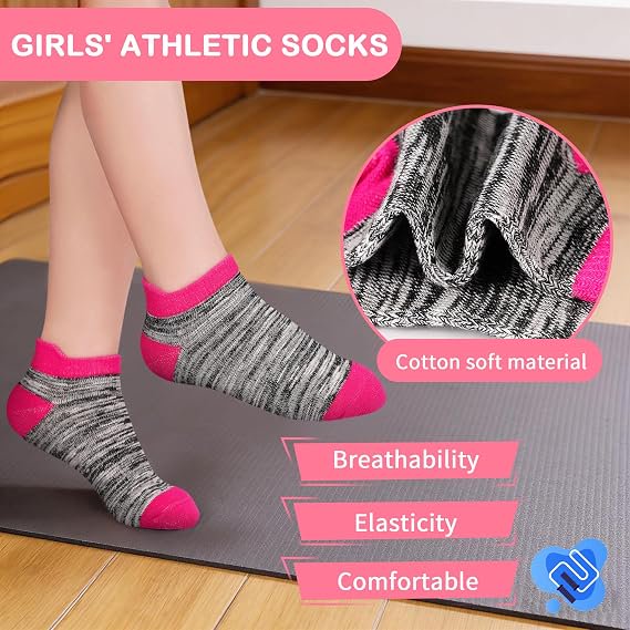 GENTABY 12 Pairs Girls Cotton Ankle Socks - Mixed Color 4-7 Years