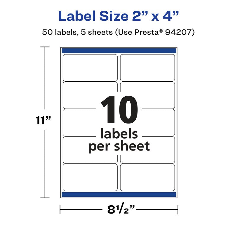 Waterproof White Rectangle Labels - 2x4 Inch Durable Sticker Sheets for Packaging, Food, and Crafts