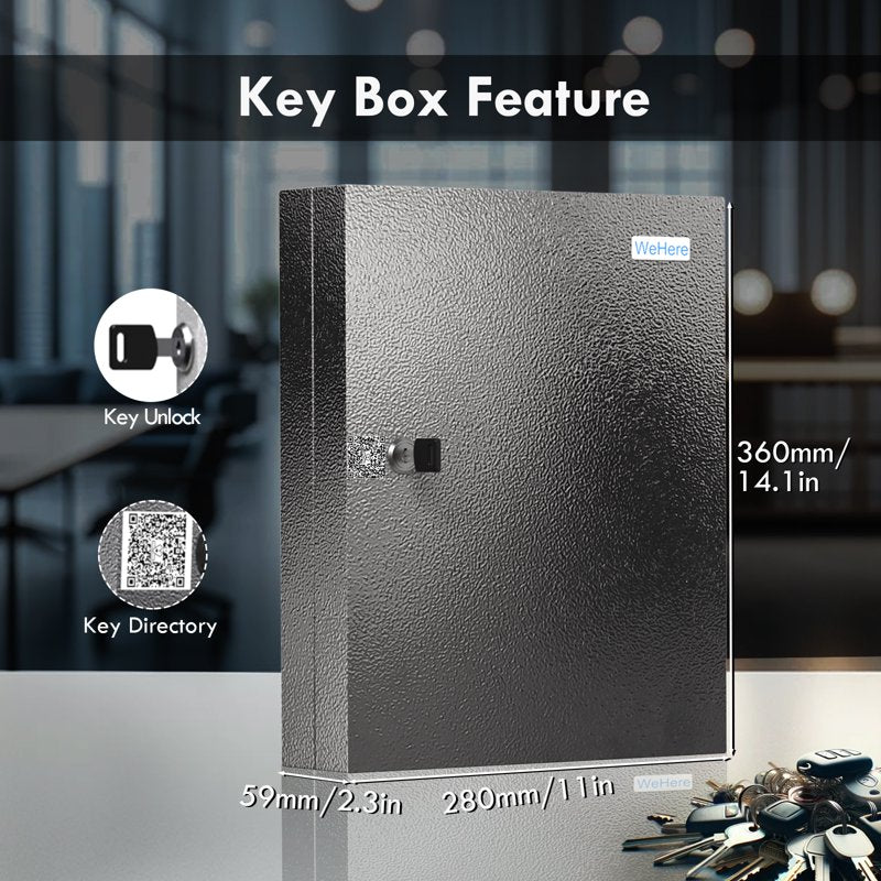 Wall Mount Lock Box with 32 Keys Storage Safe for Home School Hotel