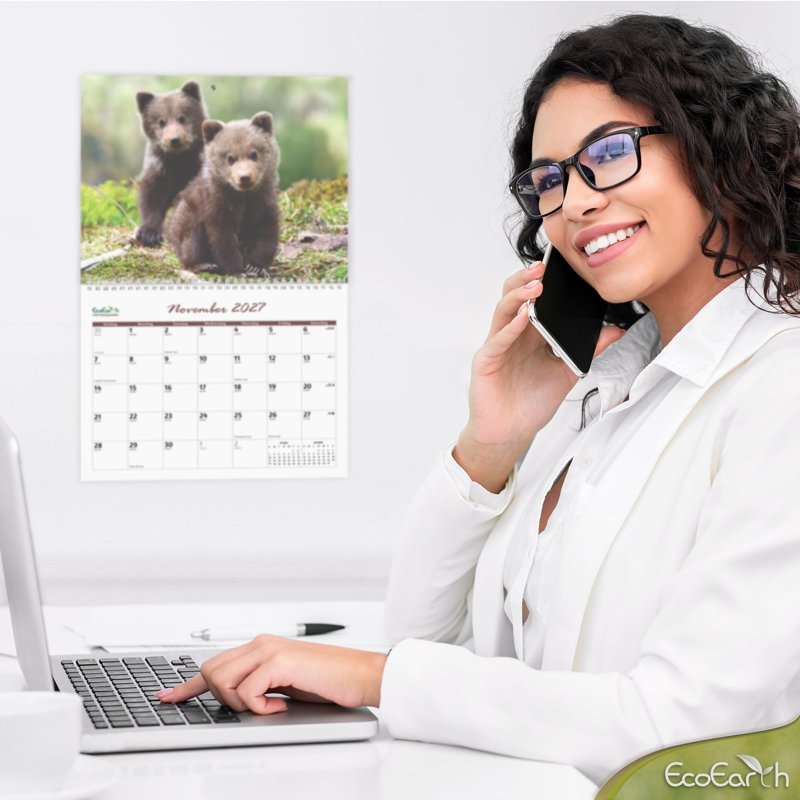 EcoEarth 12-Month Vertical Wall Calendar Baby Animals 11x17 Jan 2027-Dec 2027