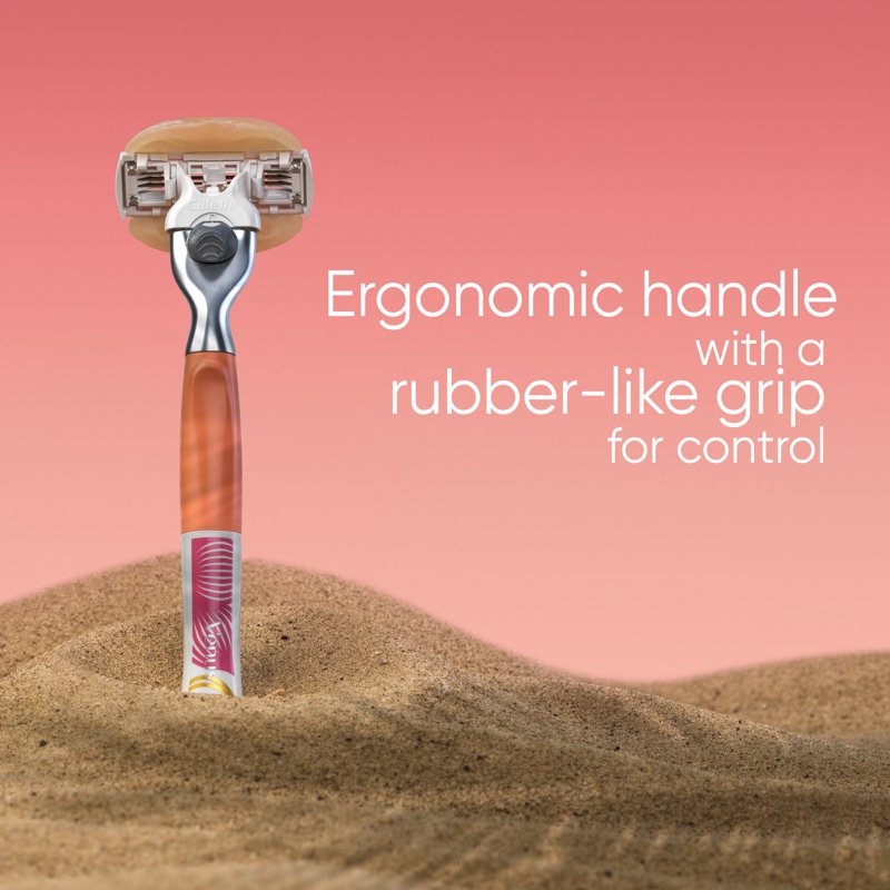 Women’s Razor with 3 Blades & Moisture Bars - Pink Handle + 2 Refills