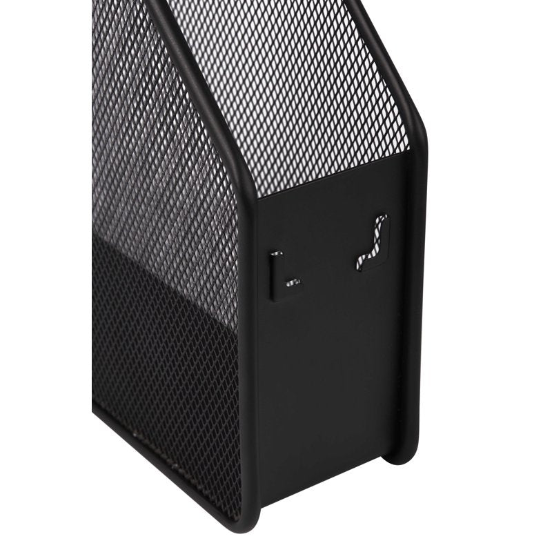 Mesh Magazine File Holder - Steel Organizer for Desk or Shelf, Black