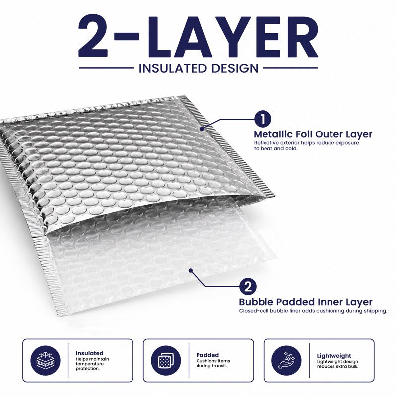Poly Bubble Mailers 11x15 Inch 100-Pack Waterproof Self-Sealing Padded Envelopes for Shipping