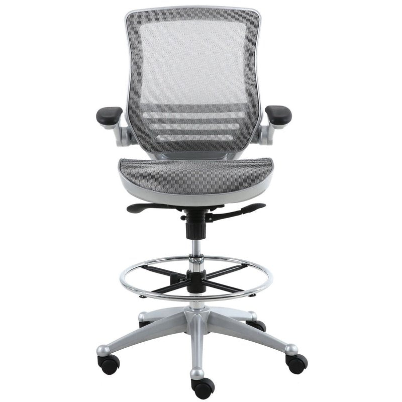 Heavy Duty Mesh Drafting Chair with Lumbar Support - Ergonomic Office Stool