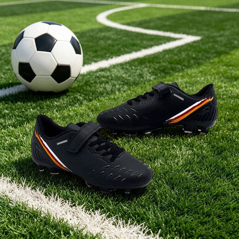 Kids Soccer Cleats Boys Girls Training Football Shoes Youth Ground Outdoor - Big Kid Black