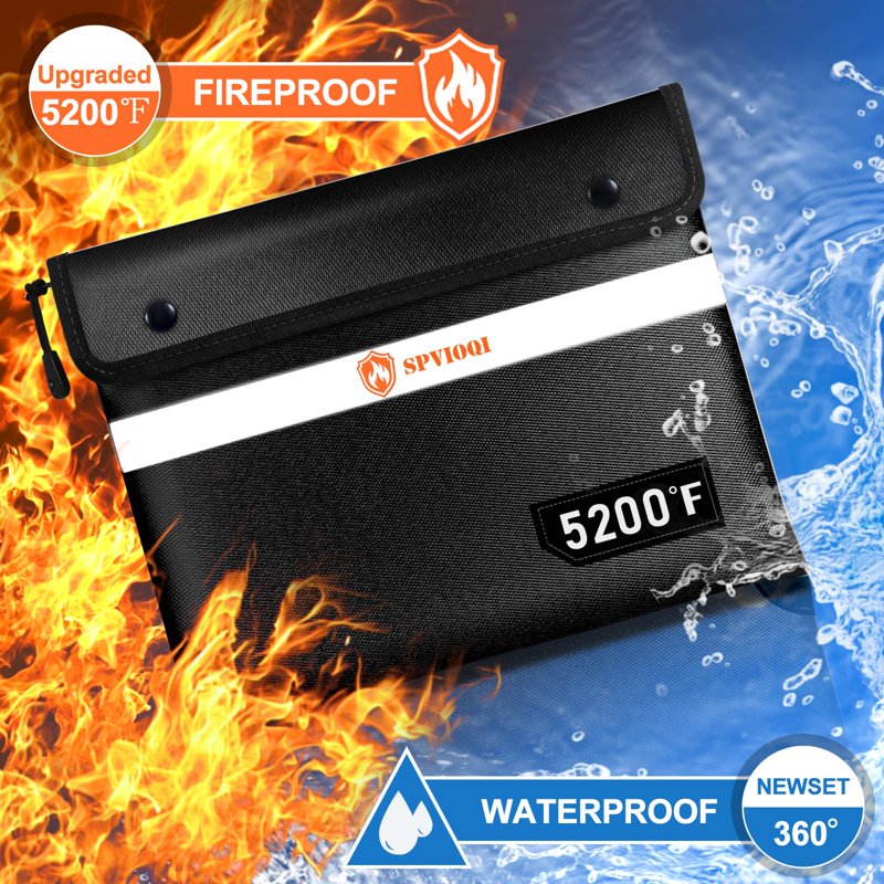 Fireproof Document & Cash Bag 5200°F Insulated Waterproof Safe Storage Pouch
