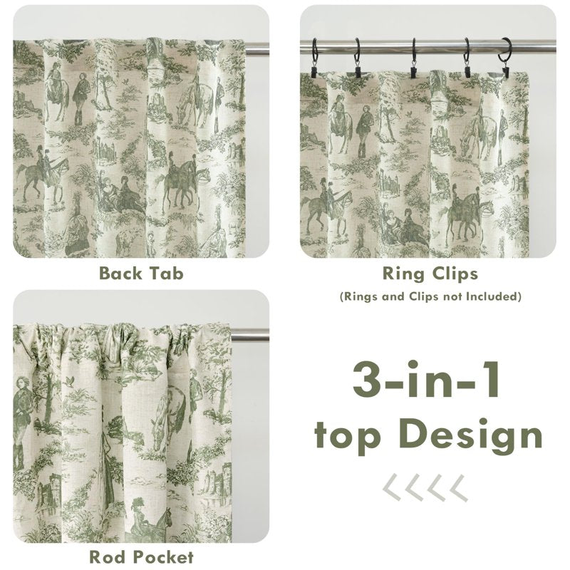 Blackout Linen Curtains with Thermal Sound Insulation - Farmhouse French Country Style, 96 Inch Length, Multiple Sizes