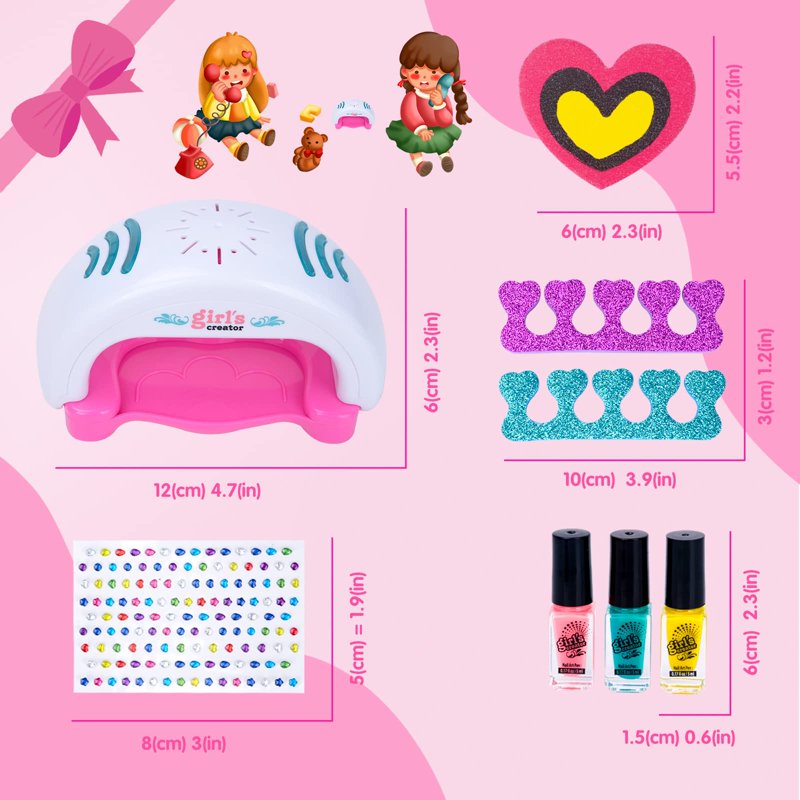 Kids Nail Polish Set for Girls Non-Toxic Manicure Salon Kit Gift Age 6-12