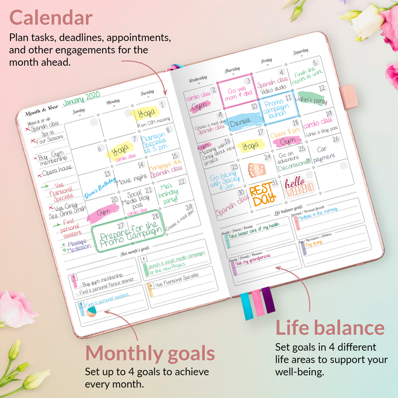 Weekly Planner A5 - Undated Goals & Productivity Organizer for Women