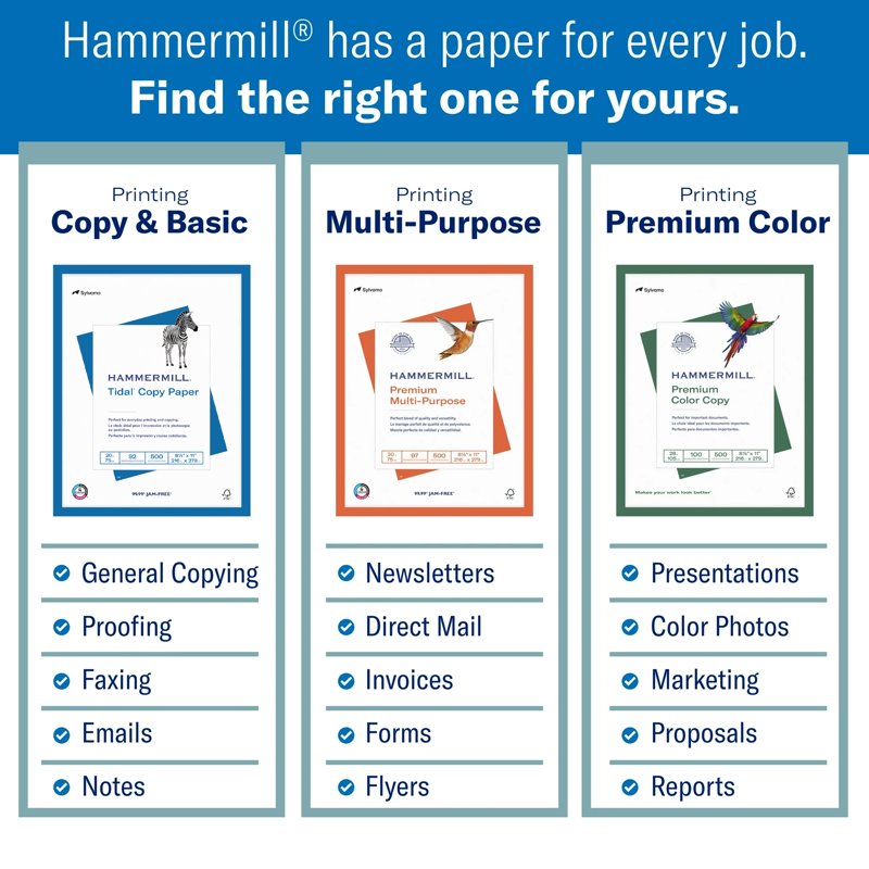 Hammermill Tidal 20 lb Printer Paper - 8.5 x 11 White 100,000 Sheets