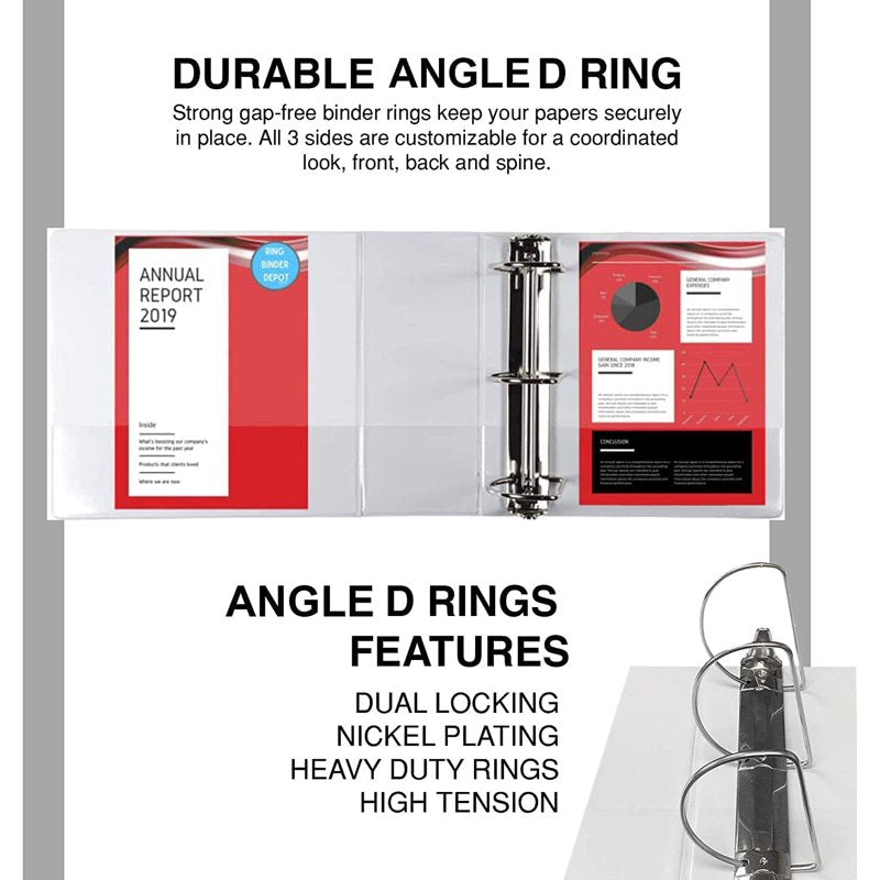 Heavy Duty 3-Ring Binders 6.5 Inch Spine 4-Pack Clear View Pockets