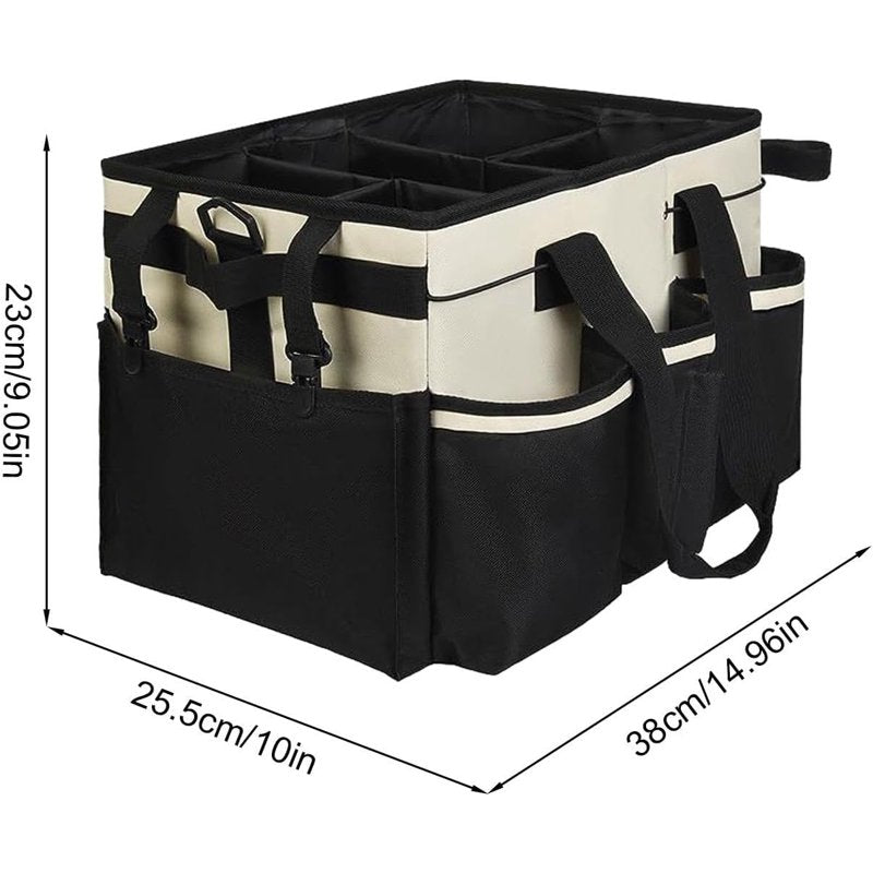 Foldable Cleaning Caddy Bag for Housekeepers with 5 Compartments - Water-Resistant Organizer Tote
