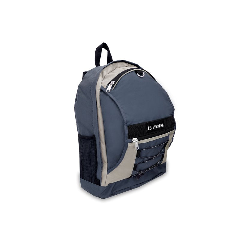 Unisex Two-Tone Sport Backpack with Mesh Pockets - Gray