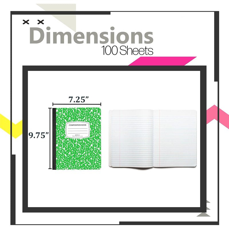100-Sheet Wide Ruled Composition Notebooks Assorted Colors 48-Pack