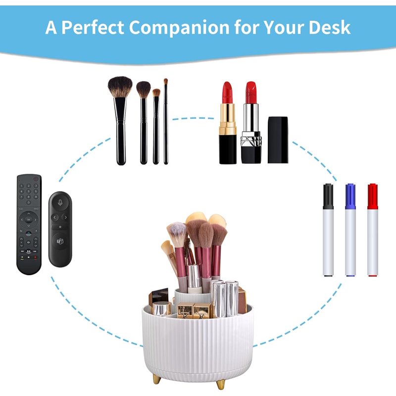 360° Rotating Desk Organizer with 5 Large Compartments for Office & Home