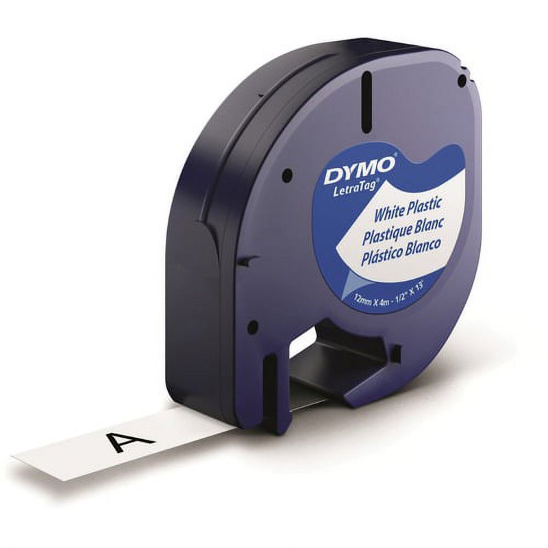 Label Tape for Dymo LetraTag Labelmaker 1/2 Inch White Plastic Rolls - 6 Pack