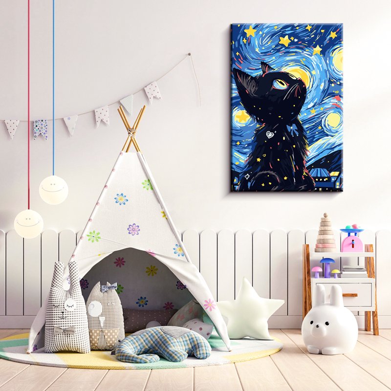 Paint by Numbers Kit for Adults Starry Night Canvas Art Frame 8x12 Inch