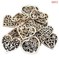 50pcs Wooden Heart Decorations for Scrapbooking Craft Projects - DIY Art Embellishments