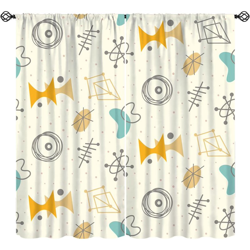 Retro 50s Atomic Style Curtains - Insulated Window Drapes for Bedroom & Living Room