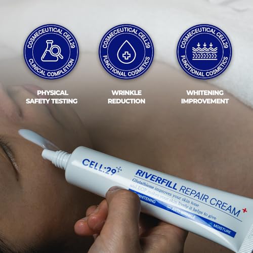 RIVERFILL REPAIR CREAM EGF Centella Niacinamide Deep Wrinkle Moisturizer Anti Aging Rejuvenation Crow¡¯s Feet Glass Skin Korean Skincare Skin Barrier Day & Night Routine 1.35 fl.oz (40ml)