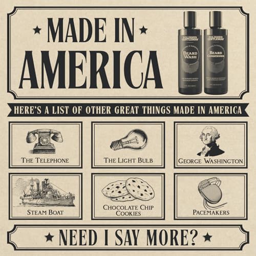 Polished Gentleman Beard Wash and Conditioner Set - Softens and Strengthens - Beard Shampoo with Growth Oil - Moisturizer & Beard Thickener - Tea Tree Unscented - Paraben-Free & Sulfate-Free (4oz)