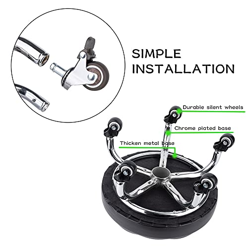 Pedicure Stool Low Roller Seat,Swivel stools Round Stool with Wheels, Black Low Chair with Wheels,PU Leather (Black StyleB)