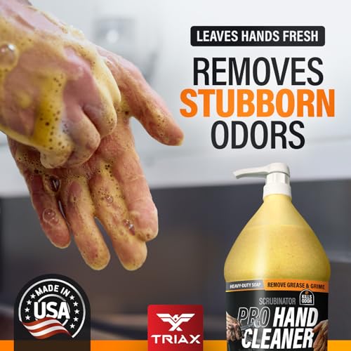 TRIAX Scrubinator - Heavy Duty Hand Scrub and Cleaner - Removes Tough Grease, Dirt, Grime, and Odors - No Toxic Solvents or Harsh Chemicals - Moisturizers to Protect Skin (1 Gallon)