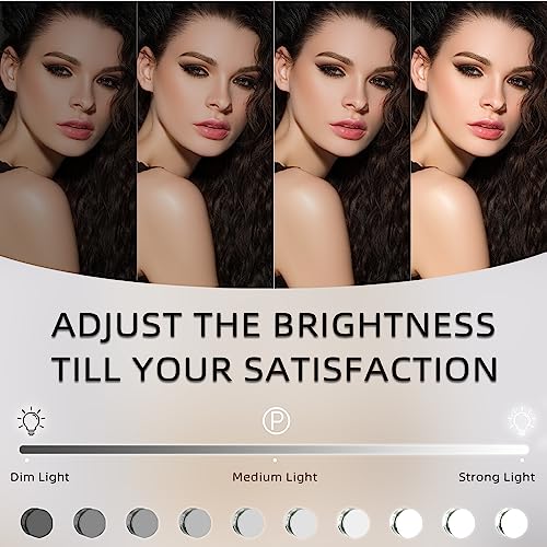 FENCHILIN Lighted Makeup Mirror Hollywood Mirror Vanity Makeup Mirror with Light Smart Touch Control 3Colors Dimmable Light Detachable 10X Magnification 360¡ÆRotation
