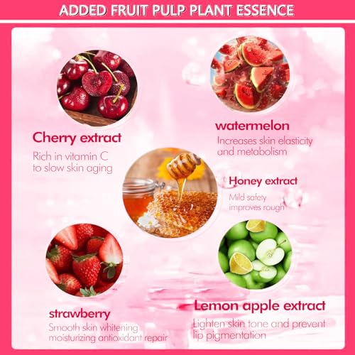8 Packs Fruit Lip Balm, Moisturizing & Smoothing Lip with Honey & Vitamin E, Hydrate Repair Prevent Dry Cracked Lip Sleeping Lip Mask, Effective Reduces Lip Lines Lip Care