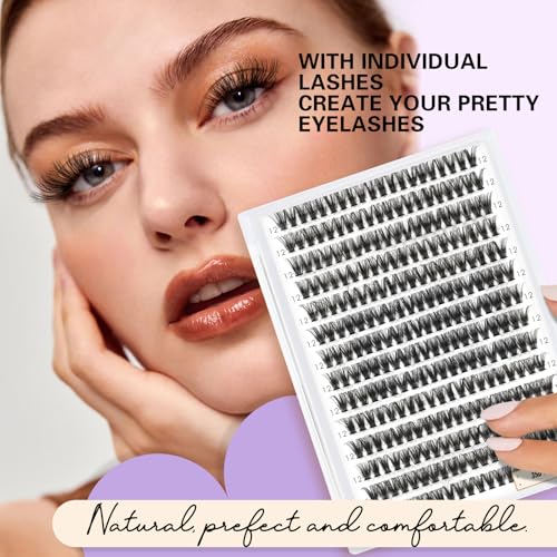 Lash Clusters Individual Lashes B&Q 280 PCS Eyelash False 35D 45D Extension Fluffy Natural Cluster Extensions DIY at Home (35D-0.07C,10-18MIX)