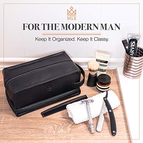 Mens Leather Toiletry Bag ? Travel Dopp Kit, Shaving Bag, Grooming & Hygiene Organizer, Leather Toiletry Bag for Men, Gift for Him