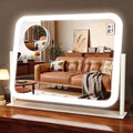 HNV 17"x13" Hollywood Vanity Mirror with Lights, Rounded Makeup Mirror with 10X Magnification, 3 Color Dimmable LED, Smart Touch Control & 360¡Æ Rotation, Shatter-Resistant Tabletop Desk Mirror (White)