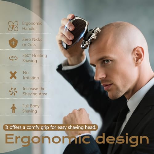 7D Head Shavers for Bald Men, Water Proof Electric Razor for Men with LED Display, Detachable Wet/Dry Anti-Pinch Head Shavers, Shaving Grooming Kit for Balder, Perfect for Home & Travel£¨Black£©