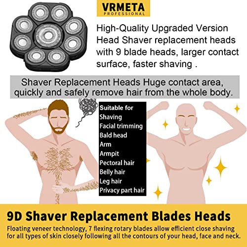 Upgraded Version 9 Blades Electric Razor Shaver Heads