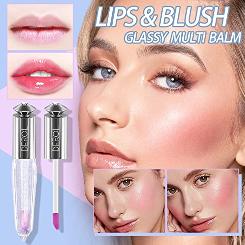 Color Changing Clear Liquid Blush for Cheeks and Lips, Moisturizing Multi-use Rouge Gel, Magic Tinted Balm Waterproof Transparent Cream Liquid Rubor, Glossy Shiny Finish Korean Blush Makeup -5ml