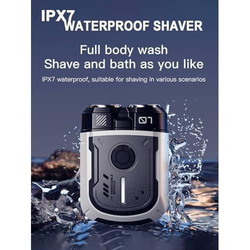 Mini Shaver, Portable Travel Shaver, Mini Shavers for Men, Rotary Dual Blades IPX7 Waterproof Cordless USB C Rechargeable Electric Razor