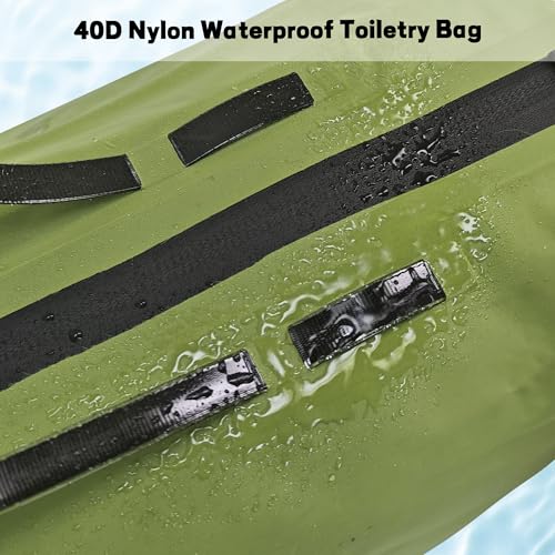 Waterproof Toiletry Bag for Travel, Zipper Styles, 40D Nylon Toiletry Organizer Bags with Shoulder Straps for Men Women, Travel Accessories£¨2 PACK,Green