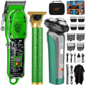 Professional Cordless Hair Clippers and Beard Trimmer Kit for Men, USB Rechargeable Hair Cutting Machine with 3D Floating Shaver, LED Display, Transparent Design, Grooming Gift Set, Home & Barber