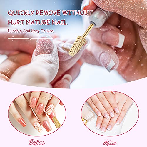 Honoson 10 Pcs Nail Drill Bits Set, 3/32 Inch Cuticle Tungsten Carbide Bit for Nail Drill Nails, File Remove Acrylic Gel Polish Manicure Pedicure Tool for Salon Home Supplies(Gold)
