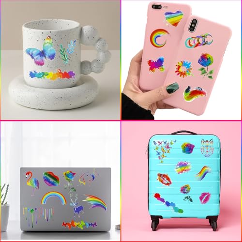 200+ PCS Pride Rainbow Tattoos Stickers LGBT LGBTQ Flag Decorations Accessories Temporary Sticker Pride Month Gay Birthday Party Gifts Boys Girls Men Woman Cute Fake Tattoo Themed Festival