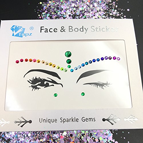 rainbow face gems festival halloween face jewels crystals bindi body jewels temporary tattoo face jewel stickers for festival pride makeup