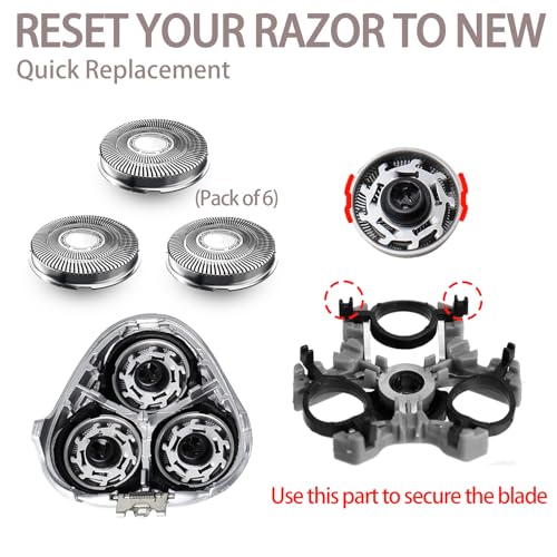 Upgraded SH30/52 Replacment Blades for Series 1000, 2000, 3000 and PTxxx series Razors, Dual-Ring Precision Shaving Heads with Titanium Coating, 6Pack.