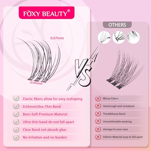 Nova Lash Clusters Kit 360 PCS Lash Clusters Natural Look Invisible Band Lashes Eyelash Clusters with Bond and Seal D Curl WideSpan Cluster Eyelash Extension Kit 8-16mm DIY at Home