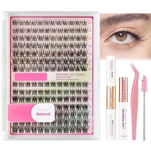 Wispy Fairy Eyelash Clusters Kit, 10-16mm D Curl Fluffy Individual Lashes, DIY Natural Lash Extension 192 PCS, Waterproof Cluster Eyelashes (Natural)