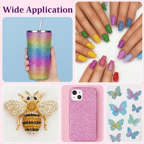 40 Colors Flatback Resin Jelly Rhinestones, 3mm 32000 Pieces with B7000 Glue for Bedazzling, Crafting, Clothing, Shoes, Nail Art, Diamond Art