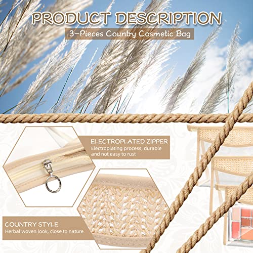 Baderke Boho Clear Cosmetic Makeup Bags with Zipper Small Toiletry Bag Multi Purpose Waterproof Pouch Travel Makeup Organizer Cosmetic Pouch for Women Men (6pcs)