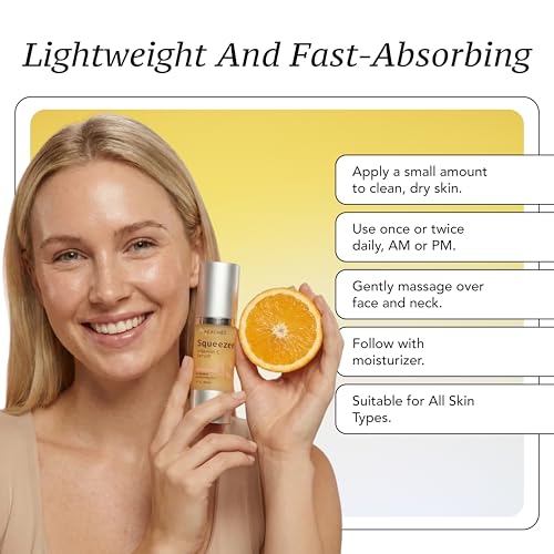 Peaches Skin Care Squeezed Vitamin C Serum with Kakadu Plum, Gold and CoQ10 ? Lightweight Hydrating Formula for Radiant-Looking Complexion ? Vegan Skincare for Women, 1 fl oz