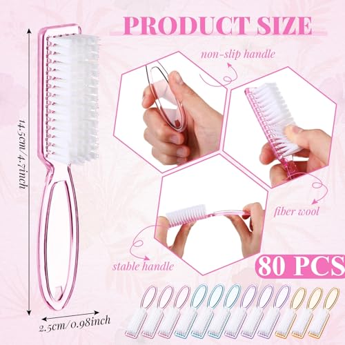 Patelai 100 Pcs Handle Grip Nail Brush Bulk Colorful Nail Scrubber Fingernail Brushes Hand Toes Cleaning Brushes Pedicure Scrubbing Tool for Men and Women, Multicolor Brush