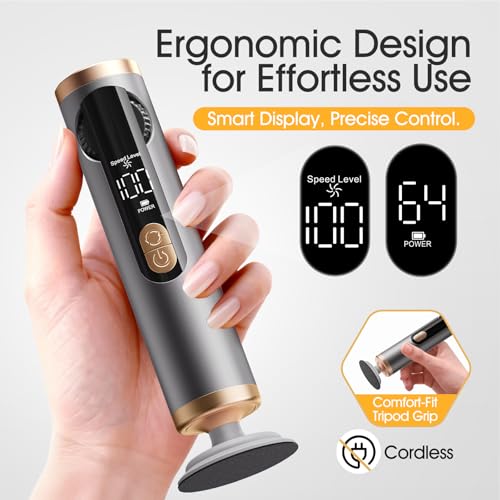 Electric Foot Callus Remover with Adjustable Speed Dial, Rechargeable Pedicure Tools for Feet with Powerful Motor for Dead Skin & Cracked Heel,Electric Foot File with 2 Detachable Discs