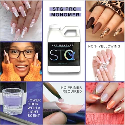 STG Acrylic Systems' Professional Grade EMA Acrylic Monomer -MMA Free, Primerless, Non-Yellowing Nail Sculpting Liquid (Mon?mero Acr?lico), Purple, 16oz